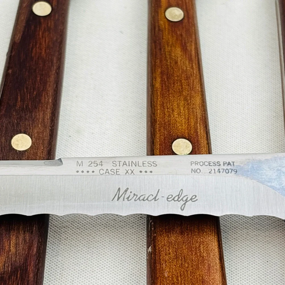 Case Miracl-Edge Steak Knife Set of 6 Serrated Stainless Wood Handle M254
